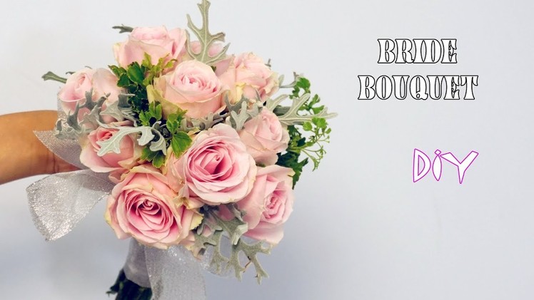 How to DIY Wedding Flower Spray Rose mix Silver Dust ?Bride Bouquet