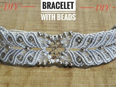 How to Macrame Bracelet With Beads Tutorial - SIMPLE Macrame Pattern