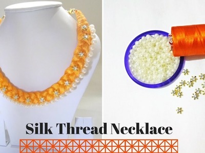 How To Make Silk Thread Necklace||Pearl Necklace At Home. !