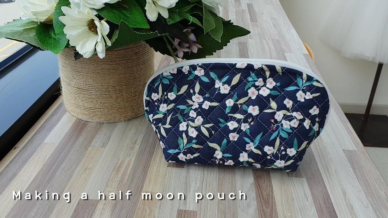 Making a half moon pouch #DIY Zippered Pouch.  반달 파우치만들기