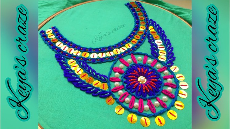 Phullkari neckline hand embroidery tutorial | 2018