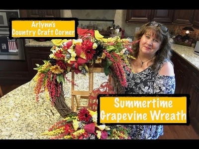 Summertime Grapevine Wreath w.Funky Bow Tutorial