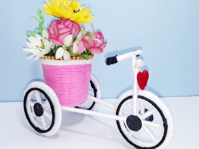 WOW ! Beautiful Decorative Woolen Tricycle Flower Basket at Home | Handmade Art and Craft