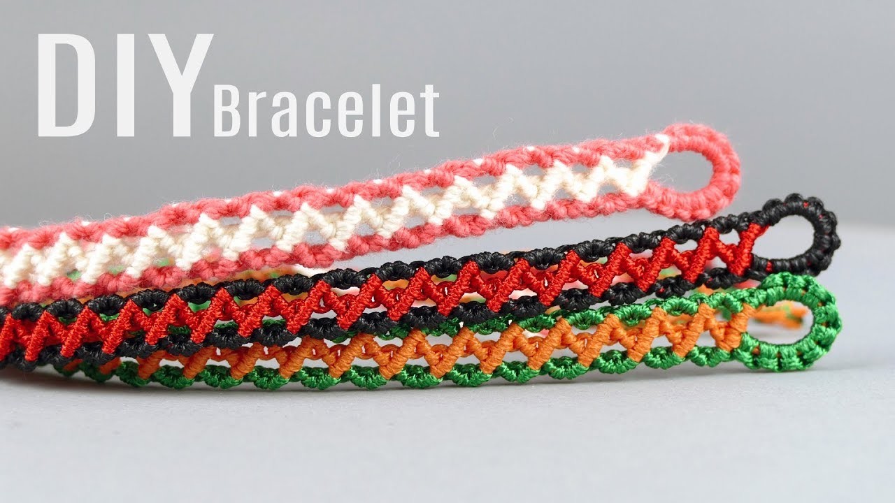 DIY Zig Zag Wave Bracelet Easy Tutorial, Macrame School