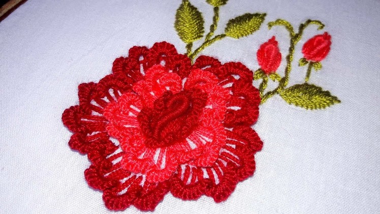 Hand Embroidery :brazilian rose embroidery by nakshi katha.