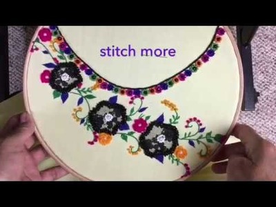 Hand embroidery easy stitch Neckline Aplic work embroidery design