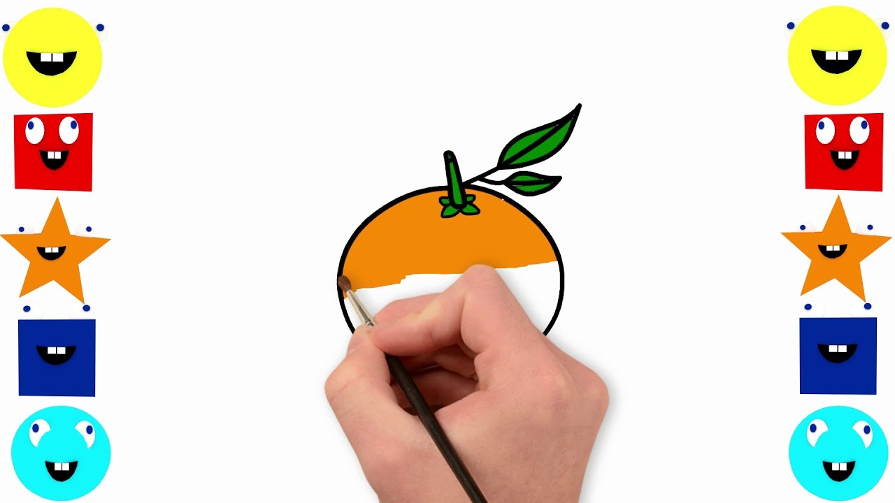 How to draw and colour orange drawing for kids easy step by step