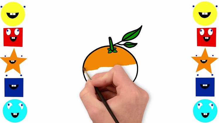 How to draw and colour orange - drawing for kids easy step by step