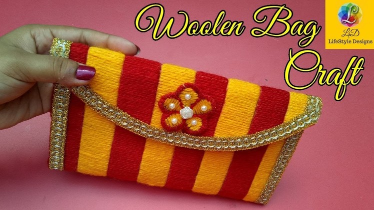 How to make a woolen ladies hand bag Or Purse Using Plastic Bag | Best out Of waste Craft