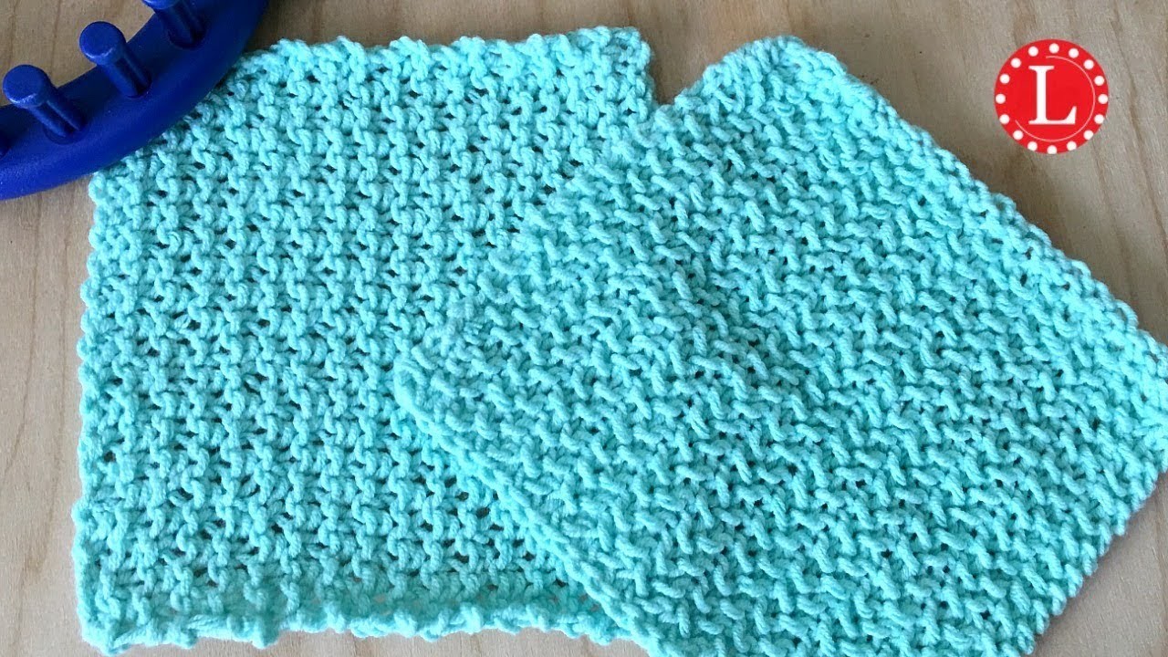 LOOM KNIT Dishcloth Washcloth Seed Stitch Textured Beginner Easy