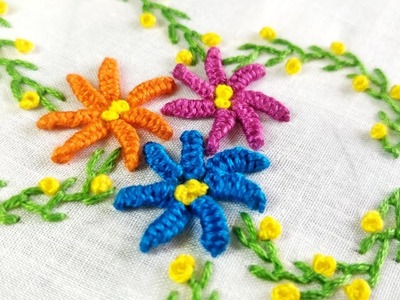 Buttonhole Bar Stitch Flowers (Hand Embroidery Work)