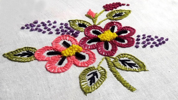 Buttonhole stitch for flower design | Hand embroidery designs by cherry blossom.