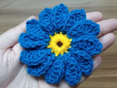 CROCHET : How to Crochet Flowing Flower with Step by Step | Flower Applique Crocheting Tutorial