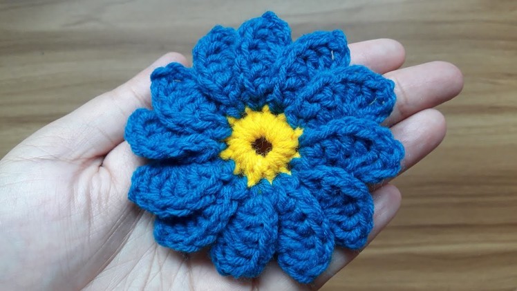 CROCHET : How to Crochet Flowing Flower with Step by Step | Flower Applique Crocheting Tutorial