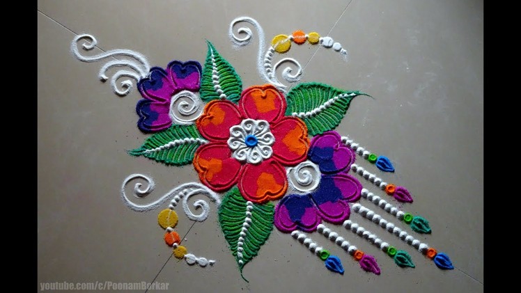 Easy and beautiful free hand rangoli design | Rangoli by Poonam Borkar