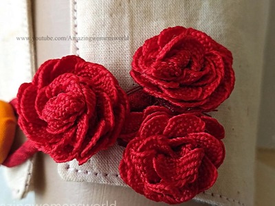 Elegant Tiny Rose Fancy Buttons Easy making at home. Fabric Hand  made Buttons