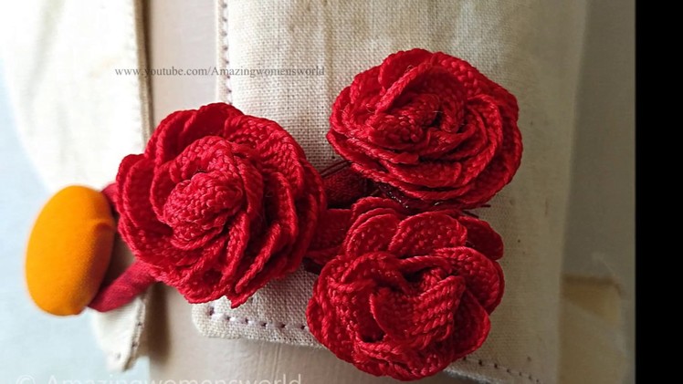 Elegant Tiny Rose Fancy Buttons Easy making at home. Fabric Hand  made Buttons