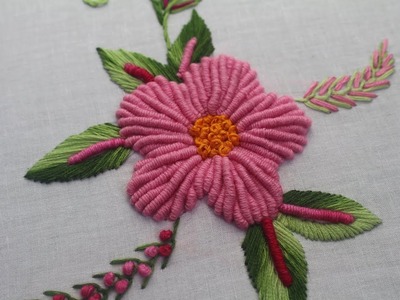 Hand Embroidery designs | Bullion knot stitch for flower design