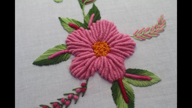 Hand Embroidery designs | Bullion knot stitch for flower design