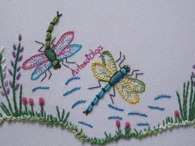 Hand Embroidery:Dragonfly | Libélula Bordada a Mano | Artesd'Olga