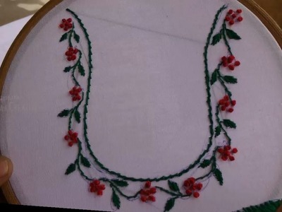 Hand Embroidery Flower Design Stem Fishbone Ring knot Stitch by Maa Creative