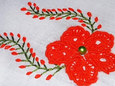 Hand Embroidery: Flower Embroidery for Cushions Cover Design by Nakshi Katha