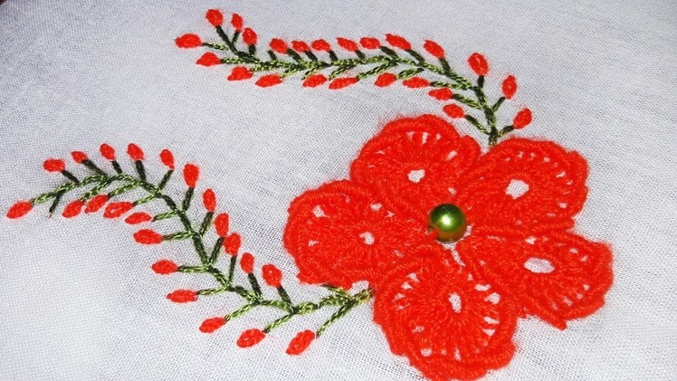 Hand Embroidery: Flower Embroidery for Cushions Cover Design by Nakshi Katha