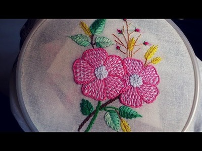 Hand embroidery. Flower embroidery design. Hand embroidery stitches.