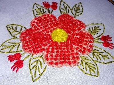 Hand embroidery | french knot stitch | flower design.