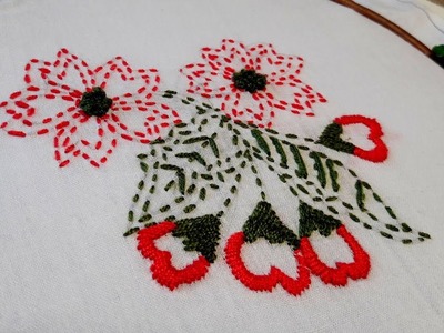 Hand Embroidery :  Katha Stitch flower design for beginners.