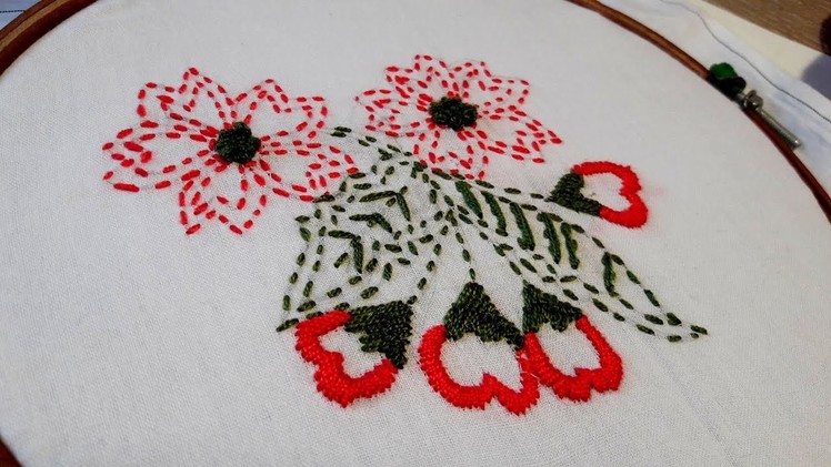 Hand Embroidery :  Katha Stitch flower design for beginners.