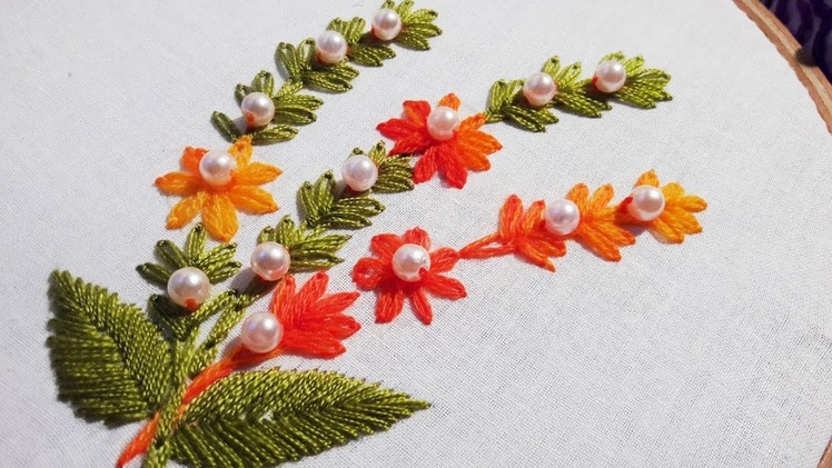 Hand Embroidery:Lazy daisy stitch.