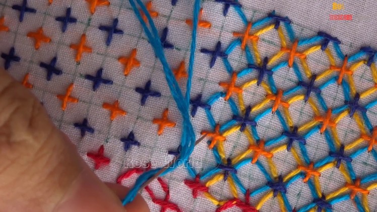 Hand Embroidery Stitch: Nakshi kantha design|basic hand embroidery tutorial by rose world