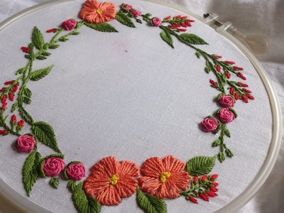 Hand embroidery. Vintage embroidery design. Kordel stitch.