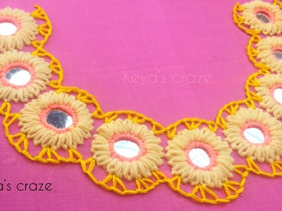 Mirror flower neckline hand embroidery tutorial | keya’s craze | 2018