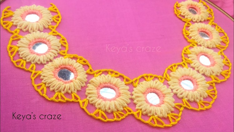 Mirror flower neckline hand embroidery tutorial | keya’s craze | 2018