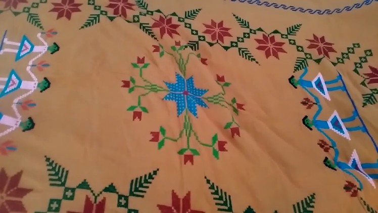 New beautiful , simple and easy dosuti bedsheet design. Hand made. Cross stitching.full bed sheet