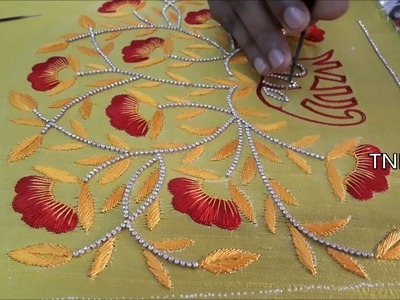 Simple maggam work blouse designs | hand embroidery stitches, simple aari work designs for beginners