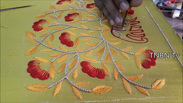Simple maggam work blouse designs | hand embroidery stitches, simple aari work designs for beginners