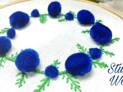 Velvet Stump Work Blueberries (Hand Embroidery Work)