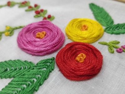Woven Wheel Flowers (Hand Embroidery Work)