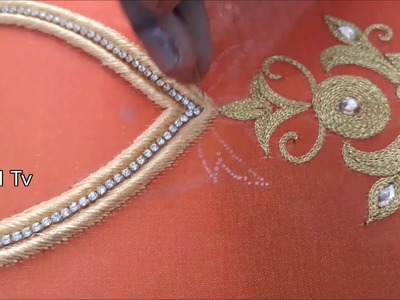 Back neck blouse designs | simple maggam work blouse designs | hand embroidery stitches