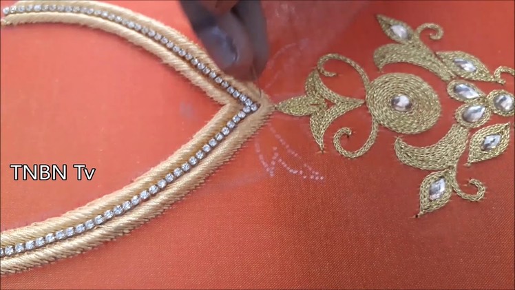 Back neck blouse designs | simple maggam work blouse designs | hand embroidery stitches