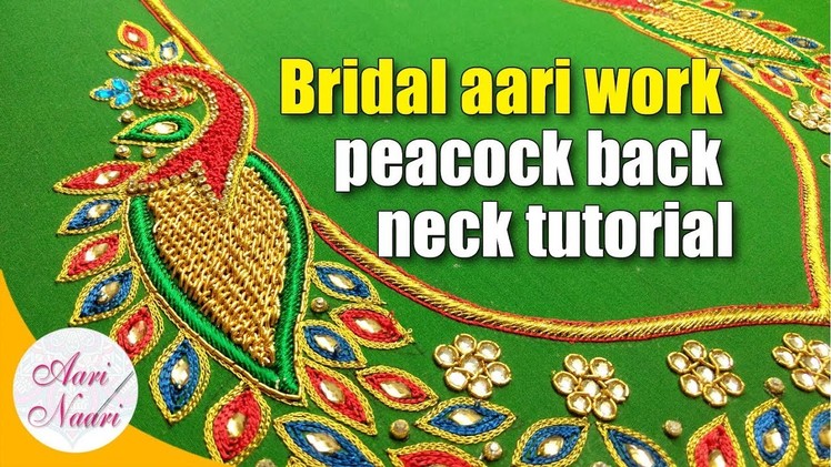 Bridal aari work peacock design | aari work peacock | maggam work peacock | tracing on a blouse