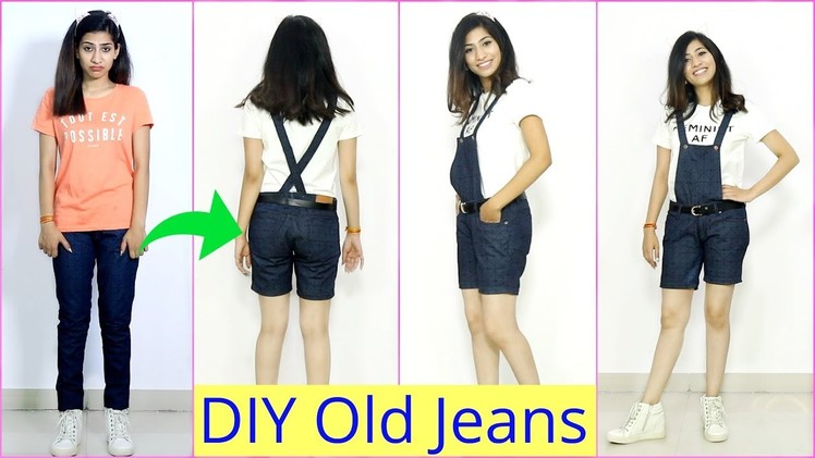 Convert Old Jeans Into Dungaree - No Sewing - DIY Old Clothes | Anaysa