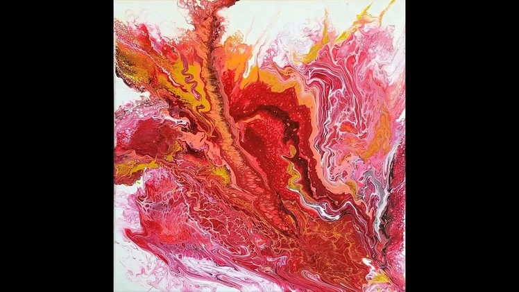 DA48 Acrylic Dirty Pour in Red with Ribbon and small canvas using Owatrol with Sandra Lett  032718