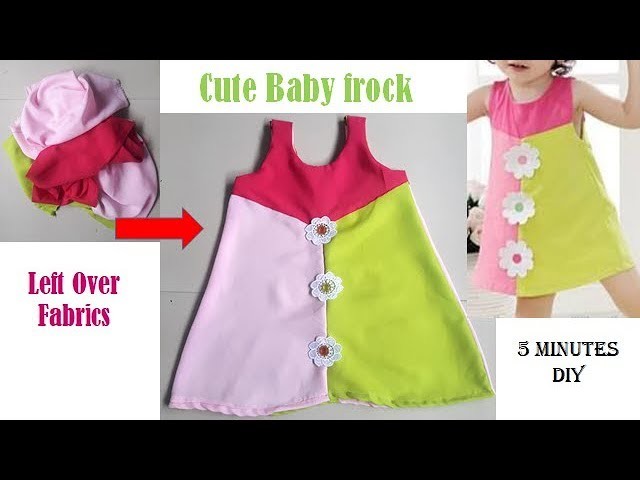 DIY Cute Baby Frock From Left Over Fabrics in just 5 Minutes