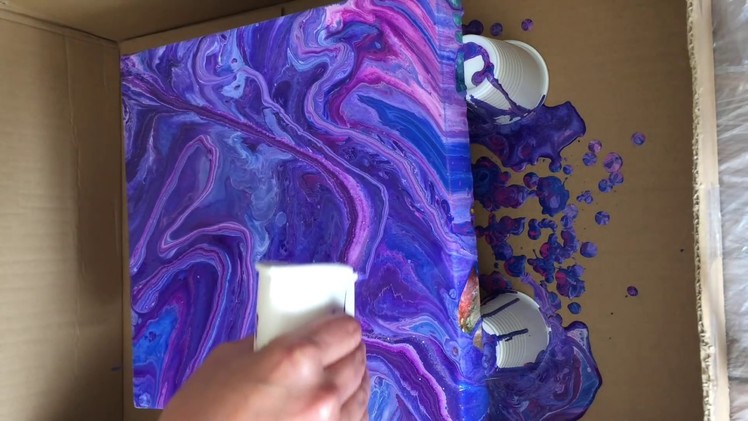 Fluid Pour - How to create Cells & Ribboning - Only Acrylic and Water - Luna Creations asmr visual