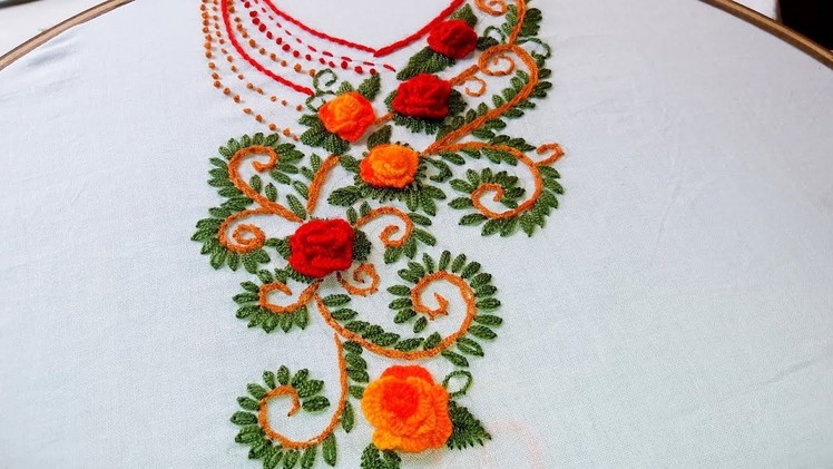Hand Embroidery: beautiful Neckline Embroidery for Kurtis.Kameez