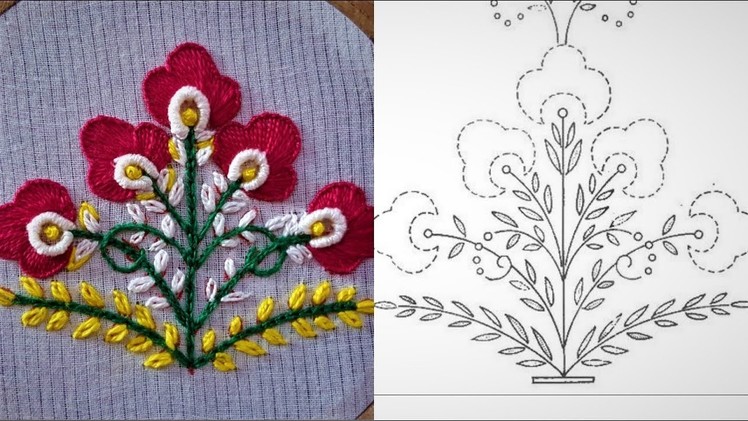 Hand Embroidery botton hole by lazy daisy embroidery design beautiful statch flower